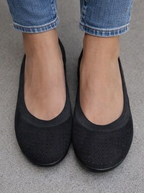 Cole Haan Gilmore Black Perforated Ballet Flats